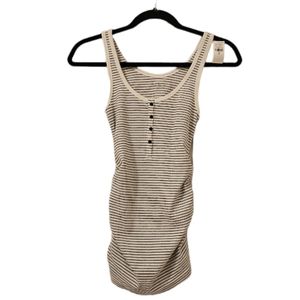 White and Black Old Navy Women's Maternity Rib-Knit Side-Shirred Henley Tank Top